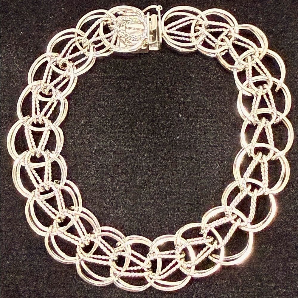 Elegant Sterling Silver Vintage Charm Bracelet